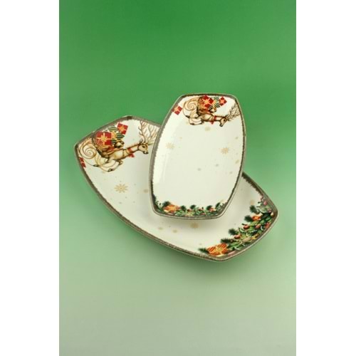 Retro christmas gifts 2 boy porselen kayık tabak