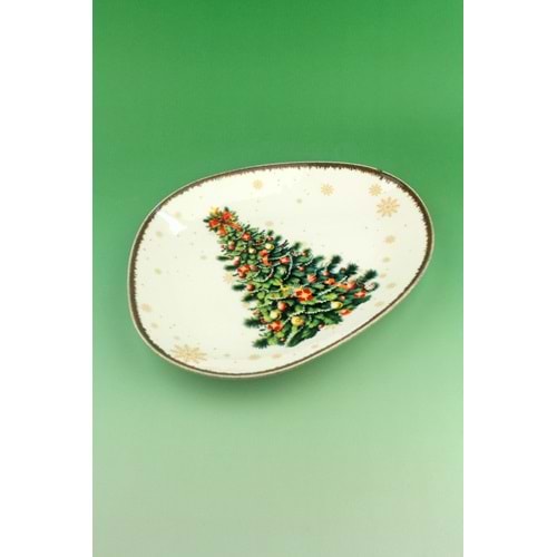 Retro christmas tree porselen servis/sunum tabağı