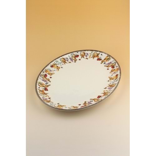 Retro tavşan büyük boy porselen kayık tabak