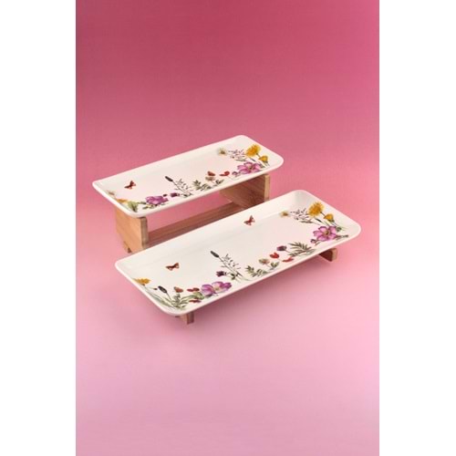 Meadow porselen iki katlı sunumluk