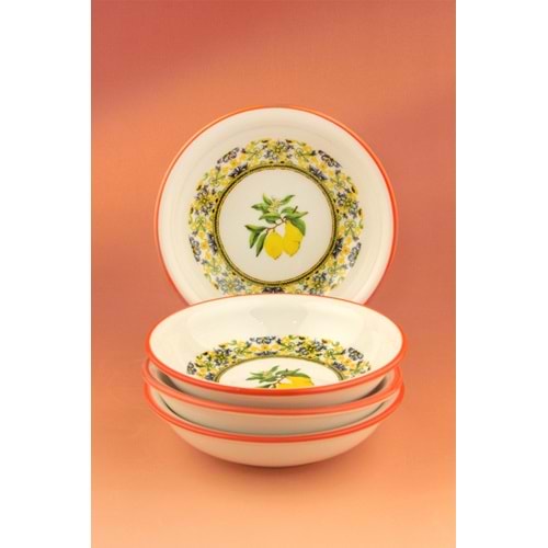 Oranj kenar limon 4 parça porselen çerezlik