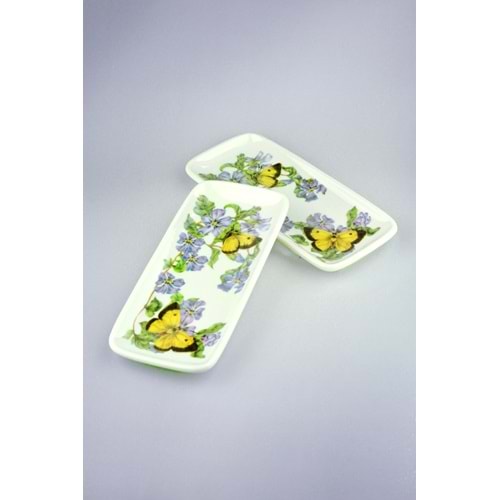 Lilac butterfly 2 parça porselen sunum tabağı