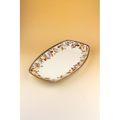 Retro tavşan büyük boy porselen kayık tabak