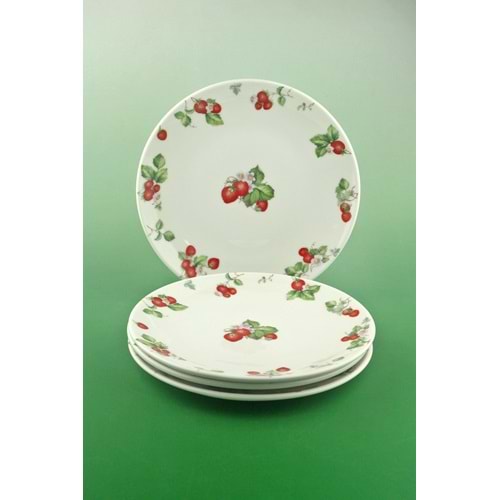 Strawberry 4 parça porselen pasta tabağı