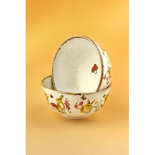 Tavşan retro iki adet porselen kase