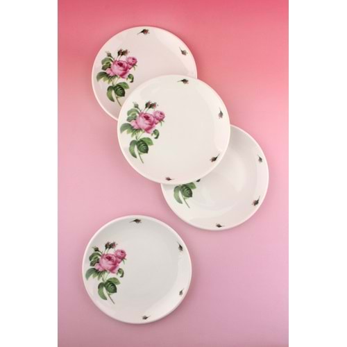 Pink rose 4 parça porselen pasta tabağı