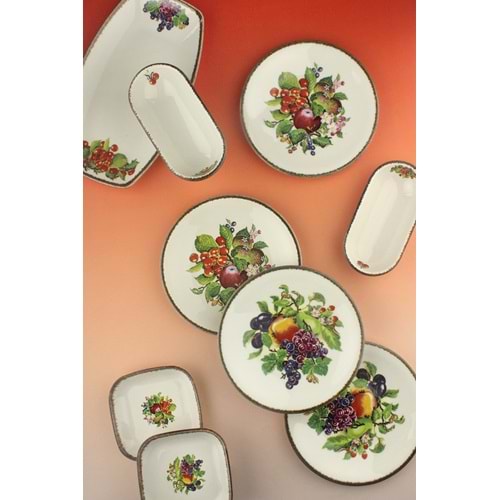 Retro fruit 4 kişilik 9 parça porselen kahvaltı takımı