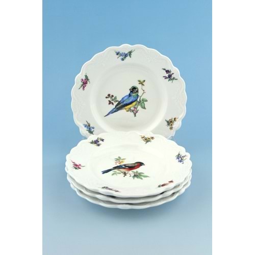 Renkli kuş 4 parça pasta/kurabiye tabağı