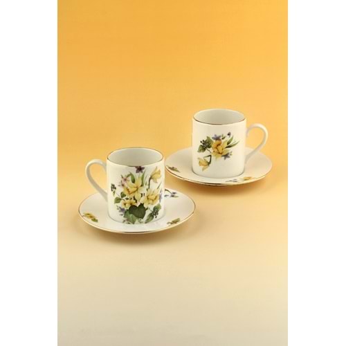 Veloria altın yaldızlı 2 kişilik çay/duble kahve fincan takımı