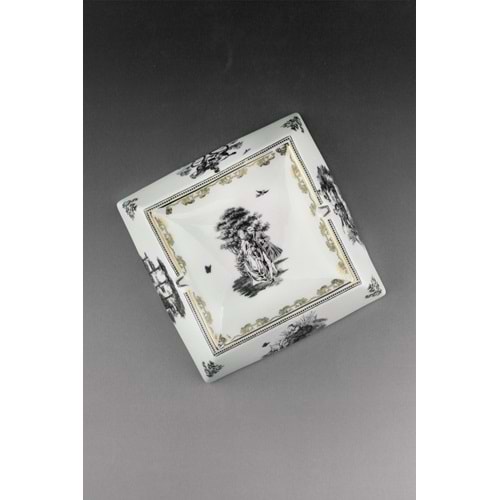 Siyah royal gold kare porselen kül tablası