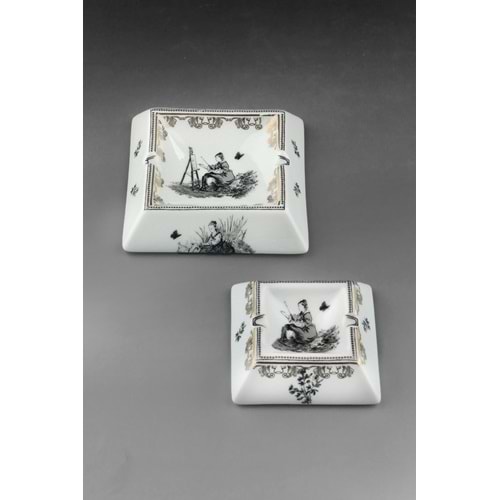 Siyah royal gold 2 boy porselen kül tablası