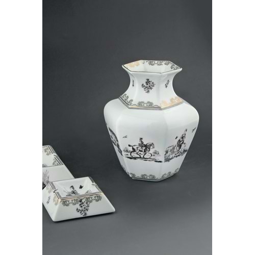 Siyah royal gold kadife kutulu porselen vazo