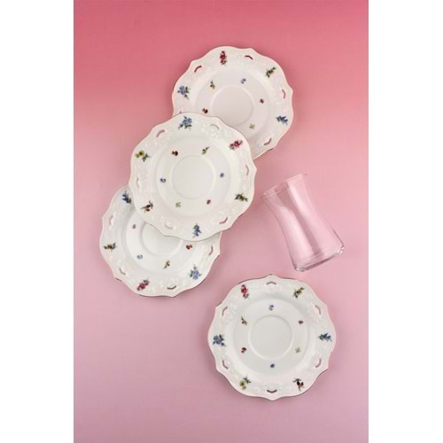 Flora 8 parça 4 kişilik porselen çay takımı