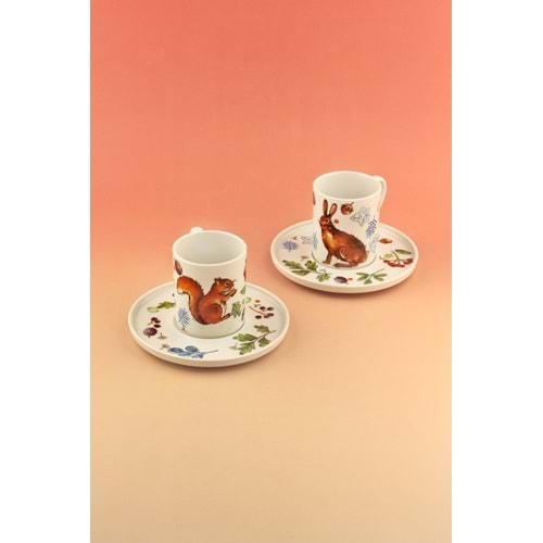 Sincap&tavşan iki kişilik porselen kahve fincan takımı