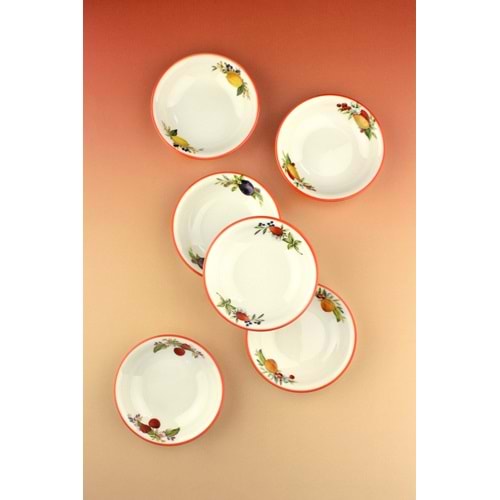 Oranj fruits 6 parça porselen çerezlik