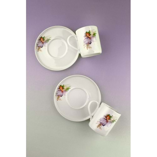 Violet fairy iki kişilik porselen kahve fincan takımı