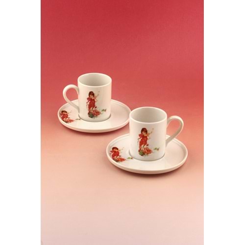 Red fairy iki kişilik porselen kahve fincan takımı