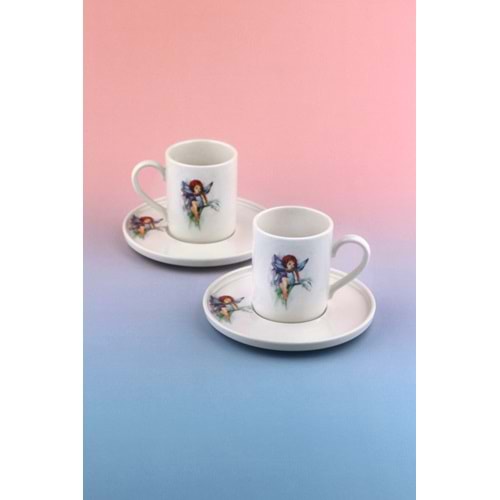 Blue fairy iki kişilik porselen kahve fincan takımı