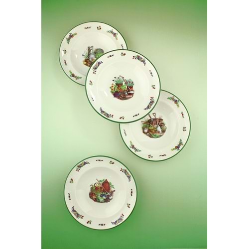 Green gardening 4 parça porselen yemek tabağı
