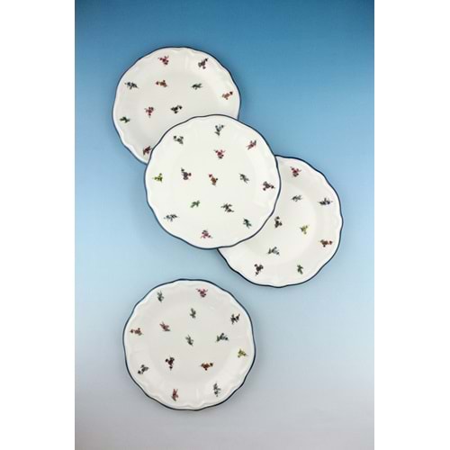 Blue flora 4 parça porselen pasta tabağı