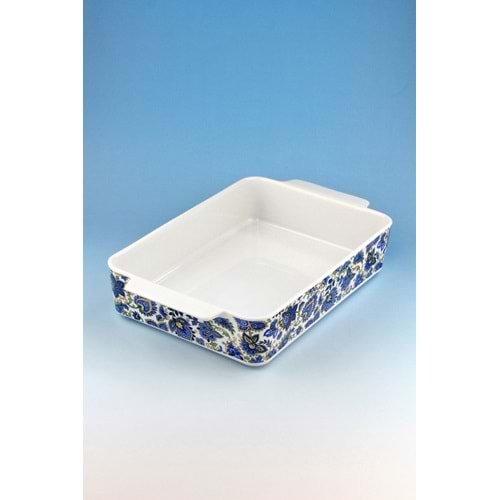 Blue paisley dikdörtgen porselen fırın kabı