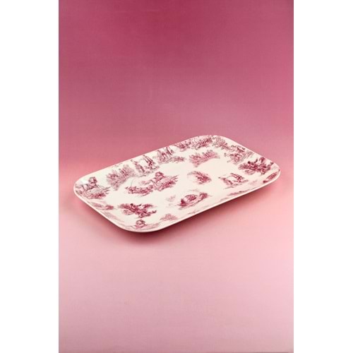 Pembe İngiliz büyük boy porselen tepsi