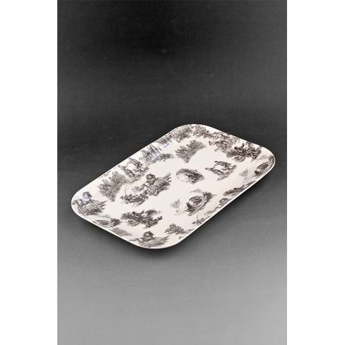 Siyah İngiliz büyük boy porselen tepsi