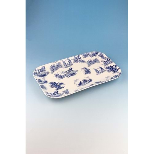 Mavi İngiliz büyük boy porselen tepsi