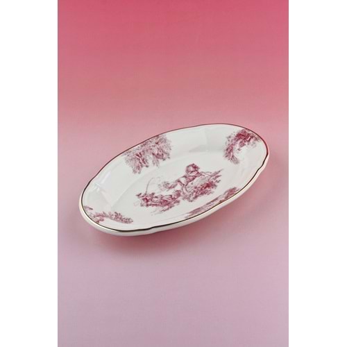 Pembe İngiliz porselen kayık tabak