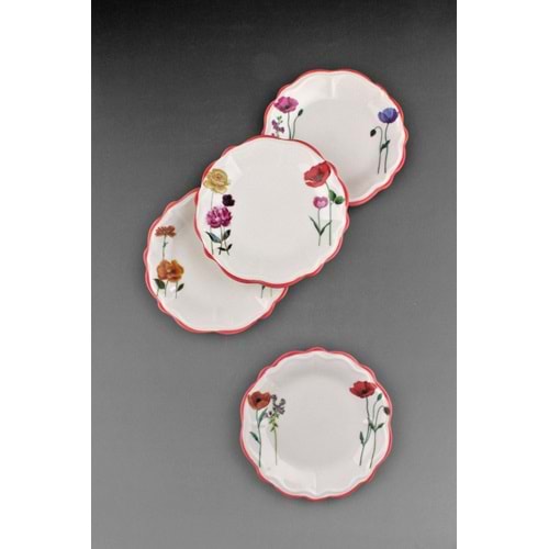 Beautiful flowers red 4 parça tatlı/kurabiye tabağı