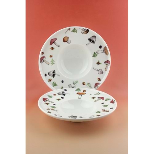 Mushroom 2 adet porselen makarna tabağı
