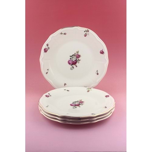 Angela altın yaldızlı 4 parça porselen servis tabağı