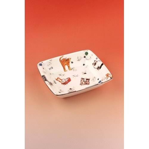 Cats kare porselen kase