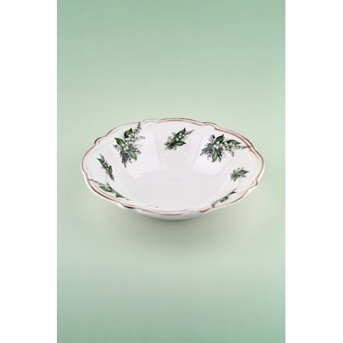 Yeşil çiçek antik porselen salata kasesi