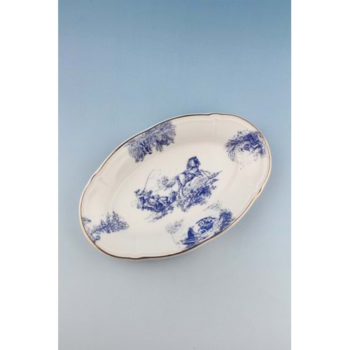 Mavi İngiliz porselen kayık tabak