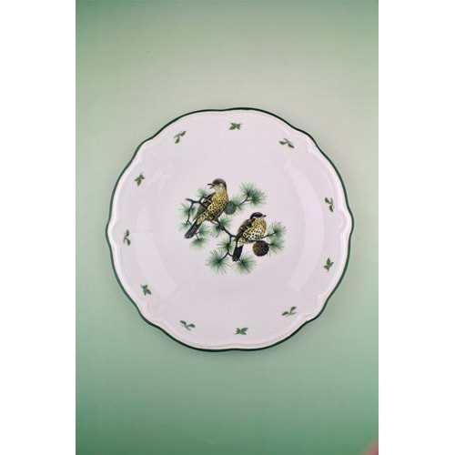 Woodland song yeşil file porselen servis/duvar tabağı