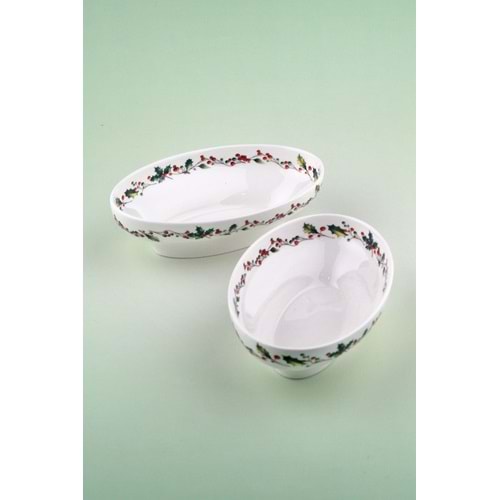 Christmas 2li porselen derin kayık tabak