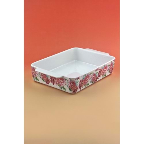 Krizantem dikdörtgen porselen fırın kabı