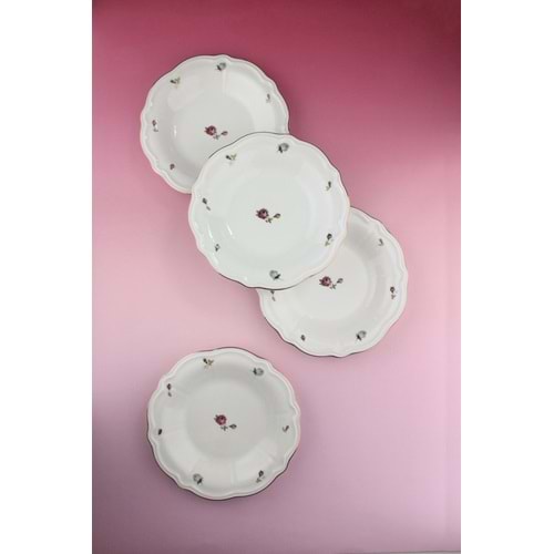 Angela altın yaldızlı 4 parça porselen yemek tabağı