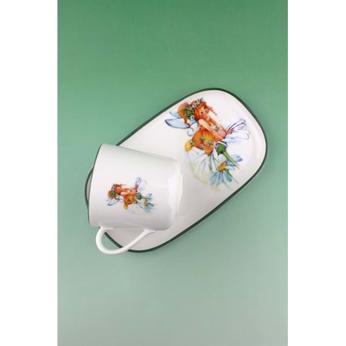 Orange fairy sunumluklu porselen kupa takımı