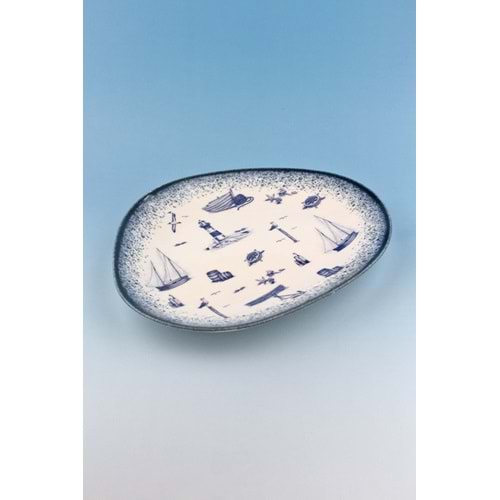 Sea blue porselen servis tabağı