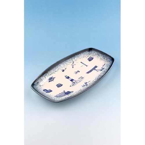 Sea blue porselen kayık tabak