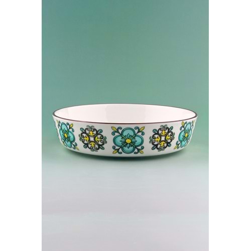 Yeşil çini porselen salata kasesi