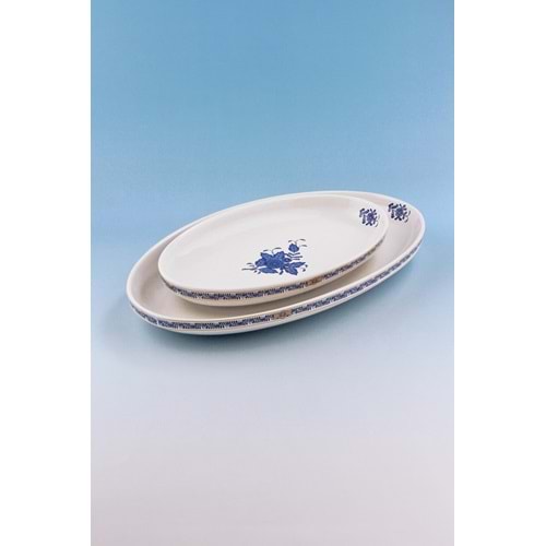 Flowers blue 2 boy porselen kayık tabak