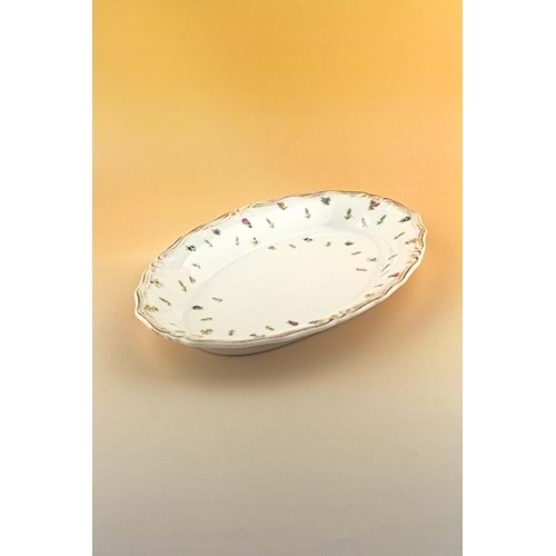 Flora antik porselen kayık tabak