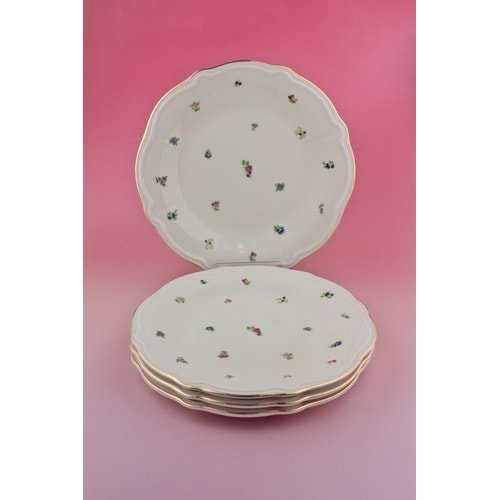 Flora antik altın yaldızlı 4 parça porselen servis tabağı