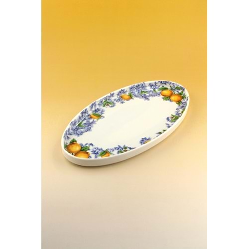 Lemon & blue blanc porselen kayık tabak