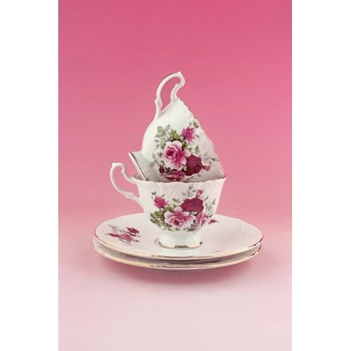 Victorian rose altın yaldızlı 2 kişilik kahve fincan takımı