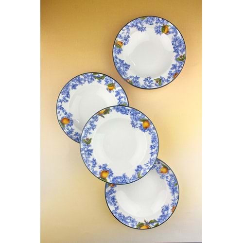 Lemon & blue blanc 4 parça porselen yemek tabağı
