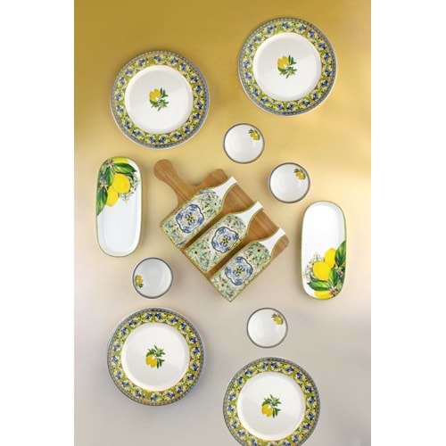 Capri lemon 4 kişilik 14 parça porselen kahvaltı takımı